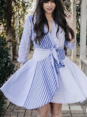 Anthropologie Maeve Newport Stripe Wrap Shirt Dress - Size 8